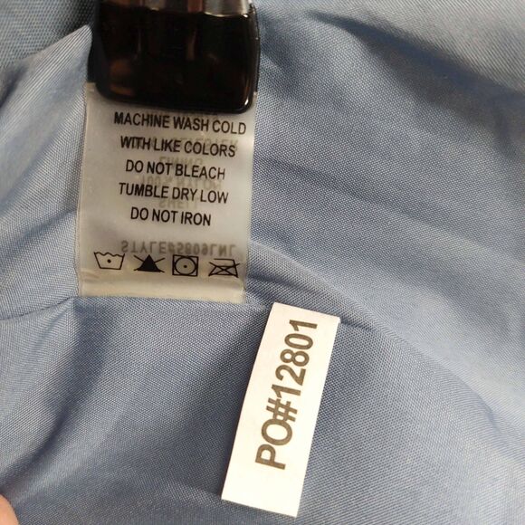 Soft Surroundings Nylon Utility Jacket Sz L Blue Zip Snap Lightweight Raincoat - Picture 12 of 13